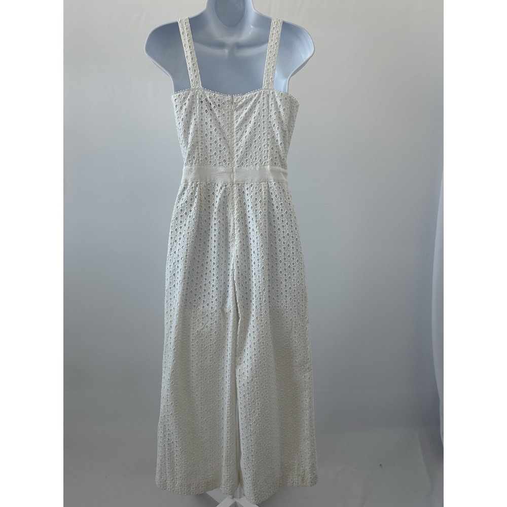 NWT! Women's White, Cropped Wide Leg Eyelet Jumpsuit Banana Republic Sz: 0 (b44) - Picture 3 of 7